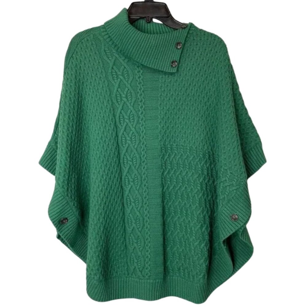 Talbots Lambswool Blend Poncho Shawl Turtleneck Sweater – Size M